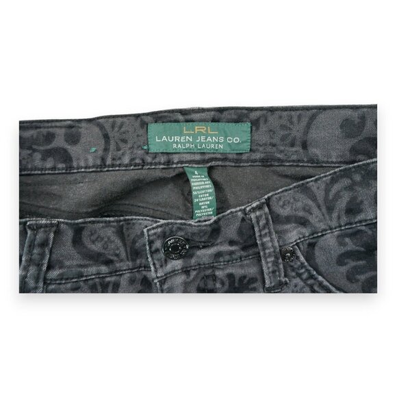 Laurent Ralph Lauren Women’s Pants Black Floral Velvet Baroque Straight Leg Sz 4 - Picture 4 of 5